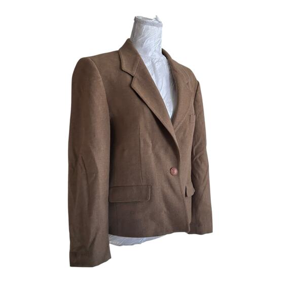 Vintage Evan Picone 100% Wool Tan Blazer Womens Sz 12 Single Breasted Academia - Picture 3 of 13